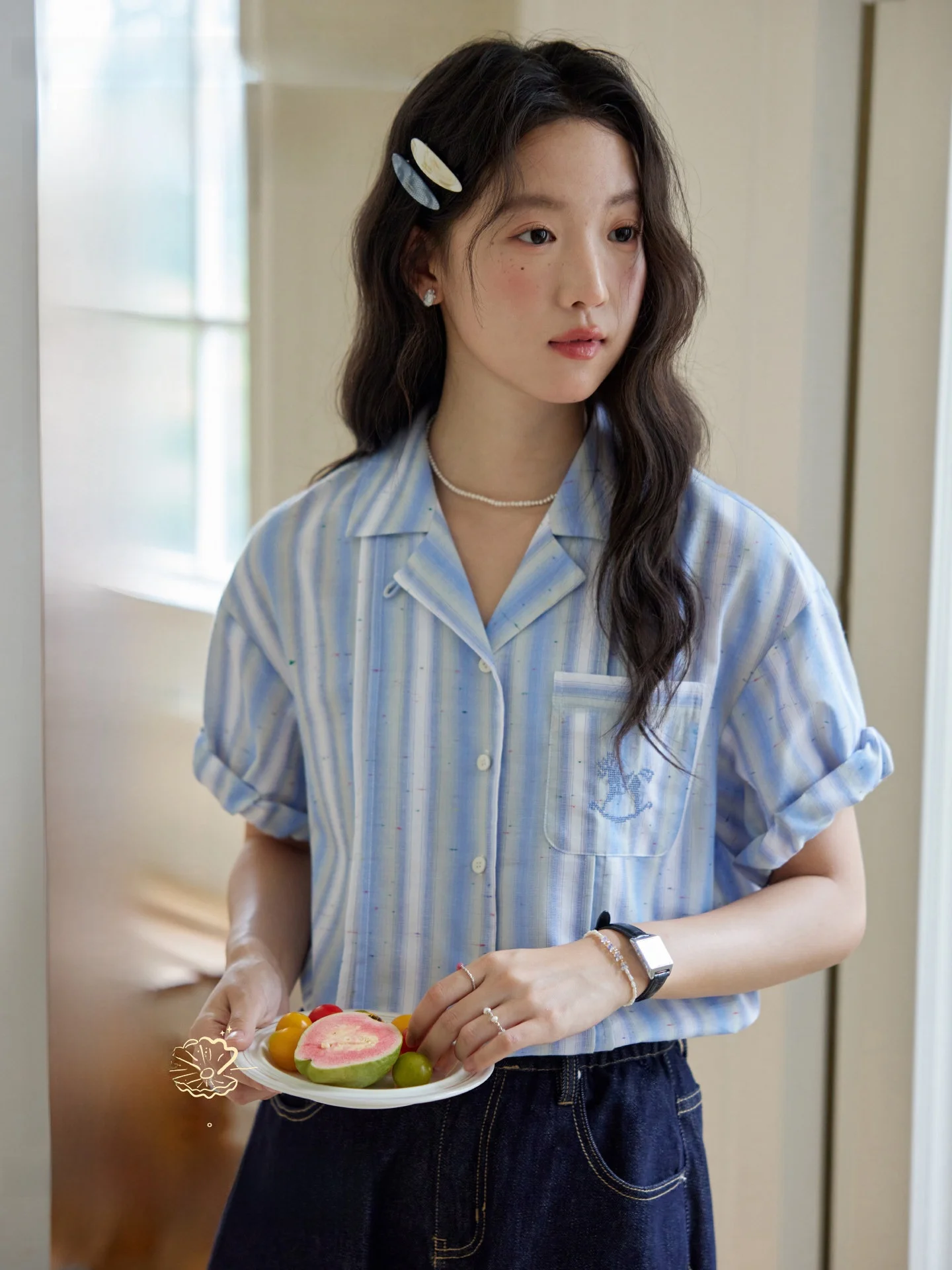 

Женская рубашка Nov Et Casual с кубинским воротником, коротким рукавом, вышивкой крестиком, винтажная, из чистого хлопка, с расклешенными манжетами