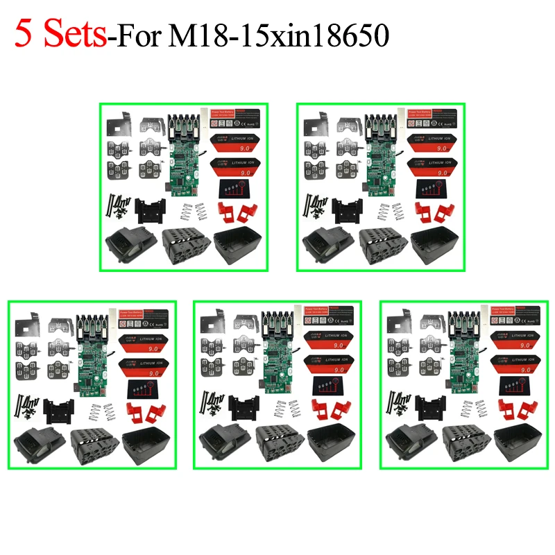 Lithium Battery Plastic Case PCB Charging Protection Circuit Board Shell Boxs For Milwaukee 18V 9.0Ah Sticker Label Housings