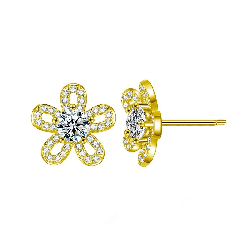 

XEZ102 Lefei модный модный комплект с бриллиантами классический муассанит полые серьги с подсолнухом женские настоящие ювелирные изделия из стерлингового серебра 925 пробы