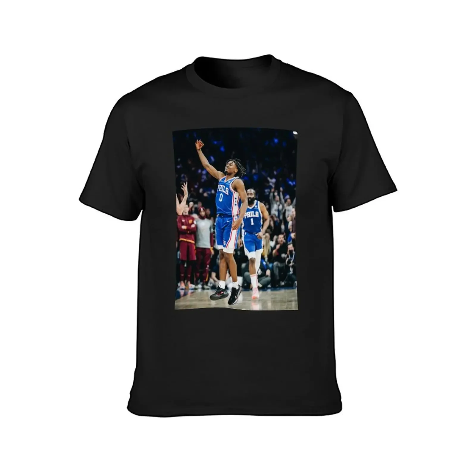 Tyrese Maxey 0 Celebrate Three Points T-Shirt graphics tops blanks plus size clothes mens plain t shirts