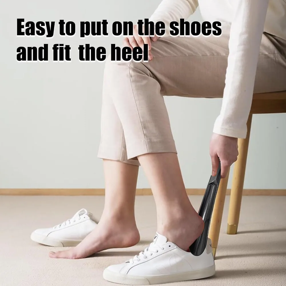 Long Handle Shoe Horn 9.8 Inch Portable Shoe Spoon 2 Pack Plastic Shoehorn for Easy Wearing Men Women