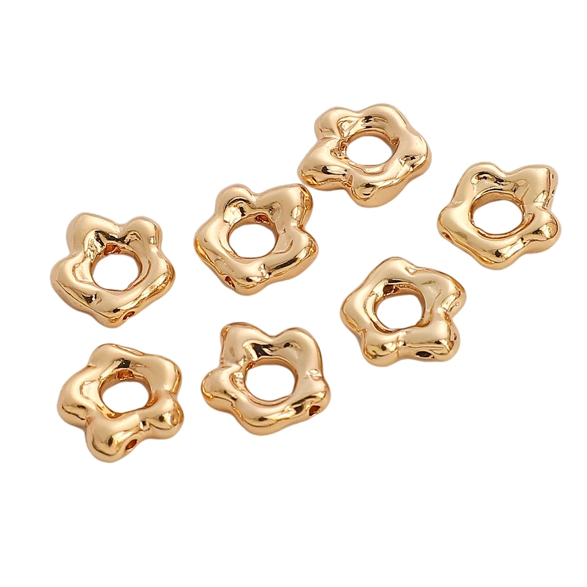 1pc 9x9mm Irregular Flower Shaped Spacer Beads Ring Round Copper Bead Rings For Jewelry Making DIY Bracelet Necklace Accessories