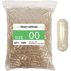 1000Pcs Empty Vegetarian Capsule Transparent Empty 00# 0# Clear Hard Vegan DIY Filler Veggie Pill Capsules