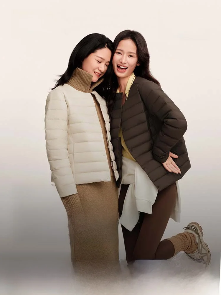 

Bosideng New Women's Lightweight Portable down Jacket round Neck V-Neck Cosy Warm Casual Style Duck Feather Inner Coat