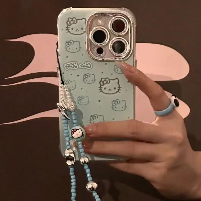 Hello Kitty Electroplated Apple Phone Protective Case Cartoon Iphone 15 14 Anti Drop Phone Case Full Package Protective Shell