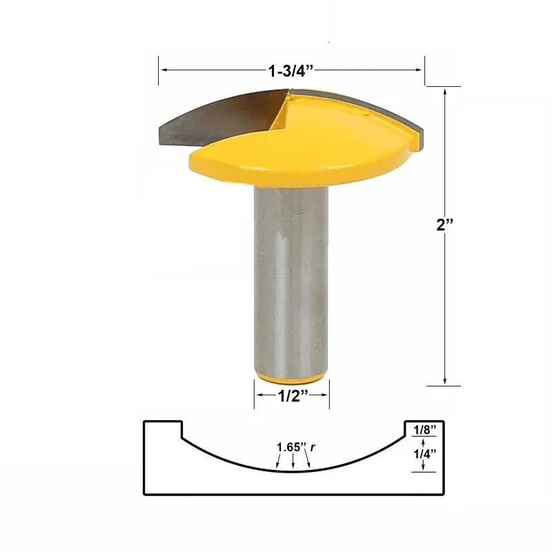 

1pc 12mm 1/2" Shank 1-3/4" Wide Small Bowl Router Bit 1.65" Radius Concave Milling Cutters Wood Work Crown