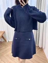 2024 Autumn Winter New Fashion All-match Knit Set Women Temperament Tank Dress or Elegant Long Sleeve Sweater Pullover Ladies