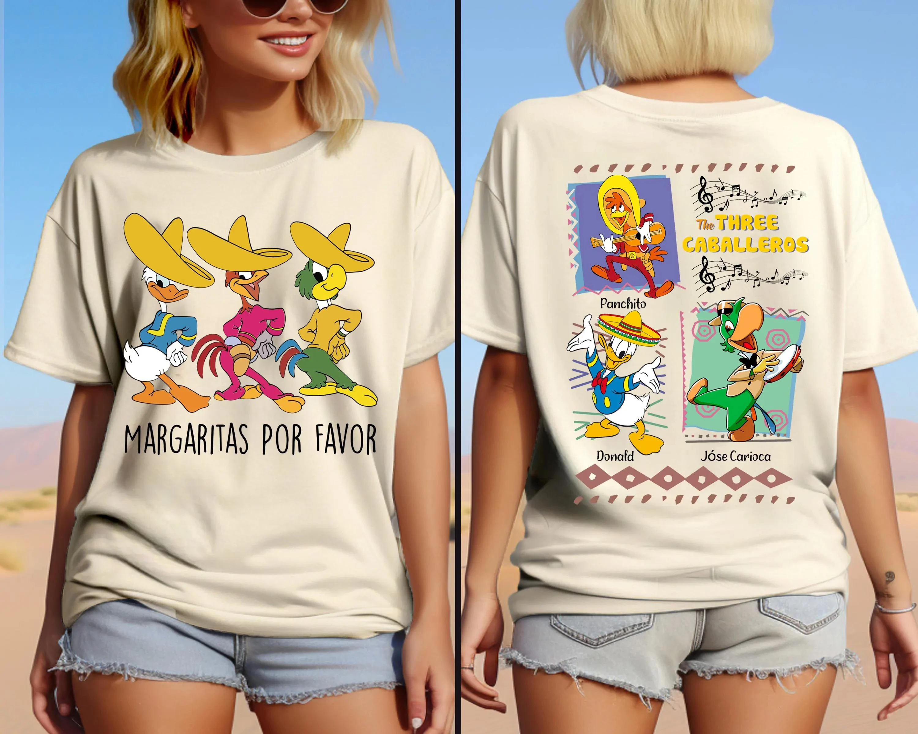 

Margaritas Por Favor Shirt for Women The Three Caballeros Short Sleeved Cotton Tees Disney Epcot Shirt Summer Tops Women T-Shirt