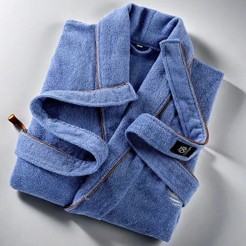 Winter Thick Warm Bathrobe Men Towel Fleece Robe Long Shower Gown Nightgown Bath Gown Sleepwear Loose Soft Long Nightwear Hooded