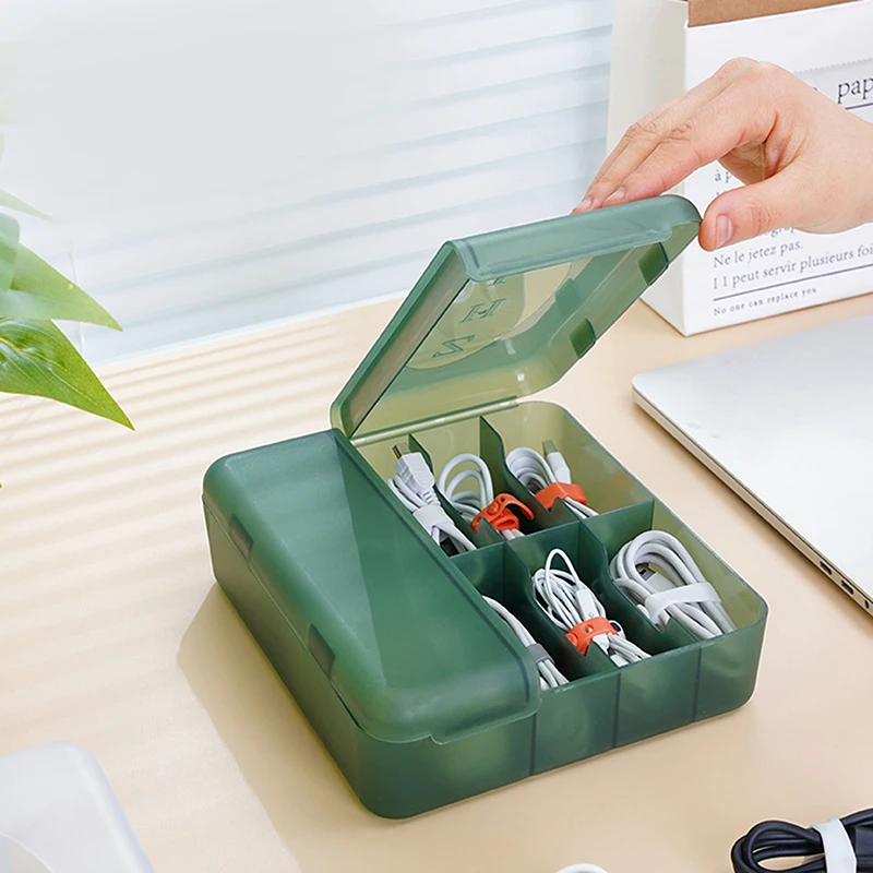 Boîte de rangement portable pour câbles de données, multi-compartiments, organisateur de bureau à domicile, chargeur pour l'électronique