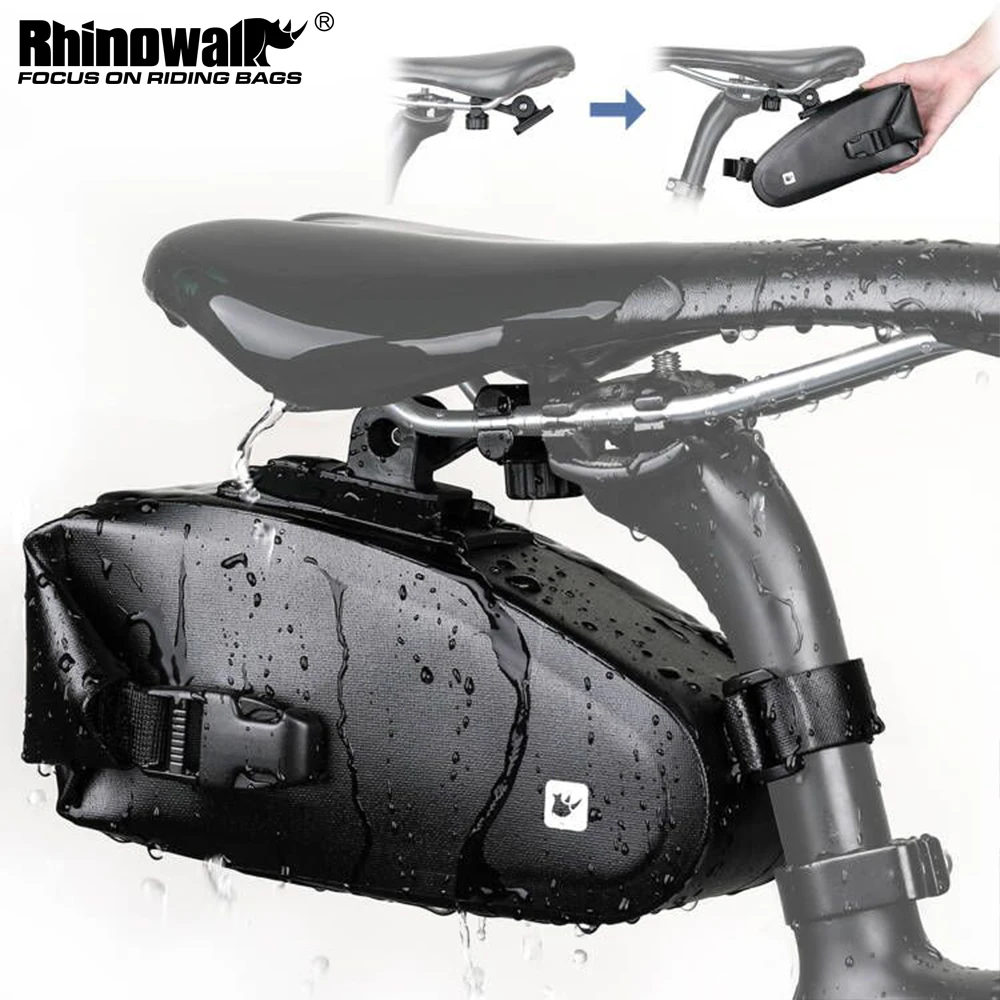 Rhinowalk Bicycle Saddle Bag 1.2L 100%Waterproof Bicycle Bag Reflective Rear Seat Bag For MTB Road Bike Frame Bag Accessories