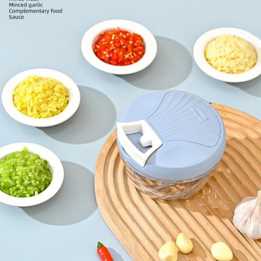 500/900ML Manual Pull Crusher Portable Rotate Design Food Chopper Easy Operation Multifunctional Garlic Chopper Garlic Chop