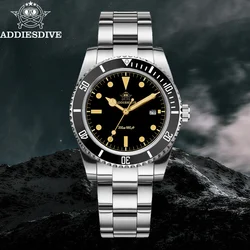 ADDIESDIVE Quartz Watch Men Stainless Steel Bubble Mirror Glass C3 Retro Super Luminous Watch New 200m Waterproof Watches AD2072