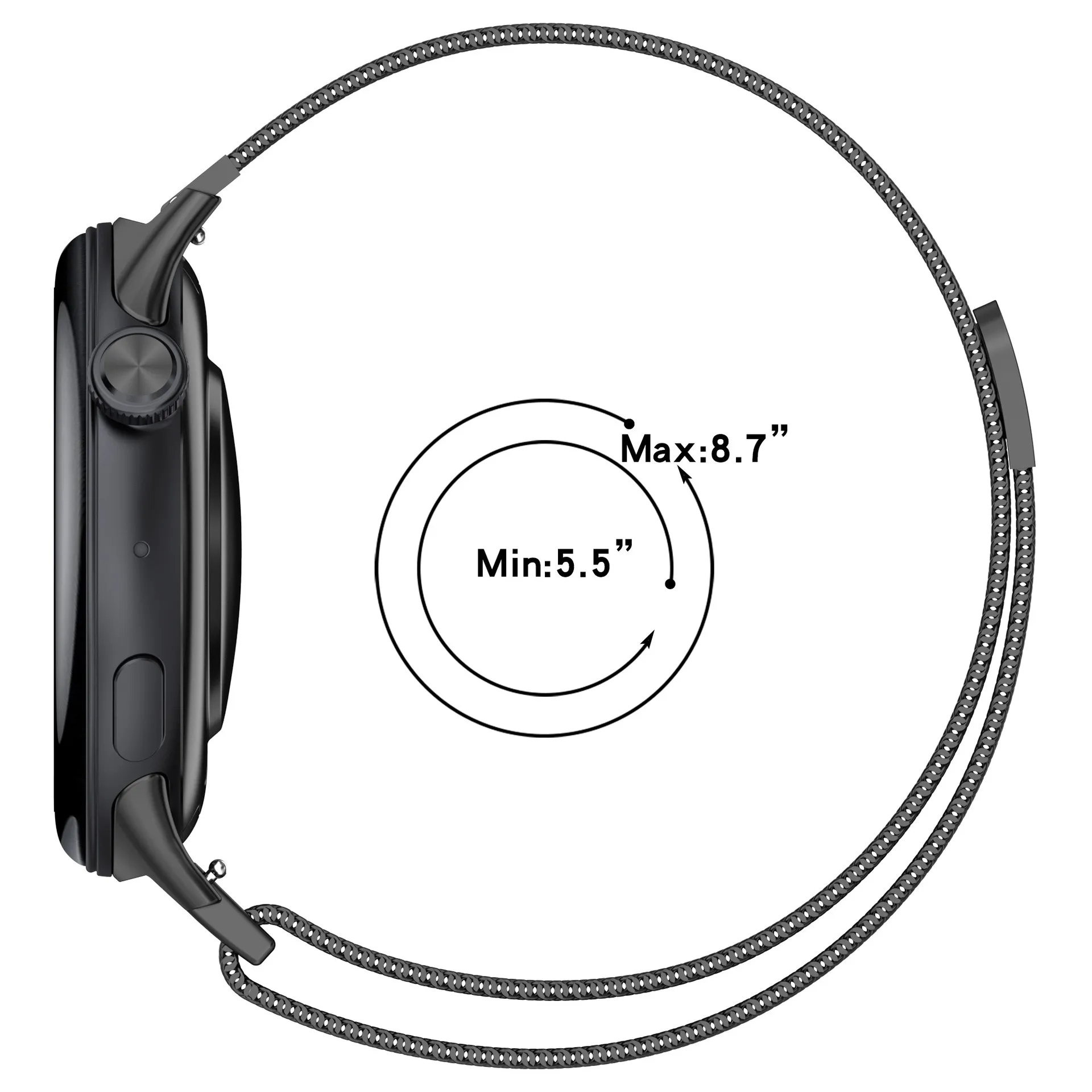 حزام ساعة كلاسيكي من الفولاذ المقاوم للصدأ لساعة Vivo Watch 5 حزام معدني بحلقة مغناطيسية ميلانو