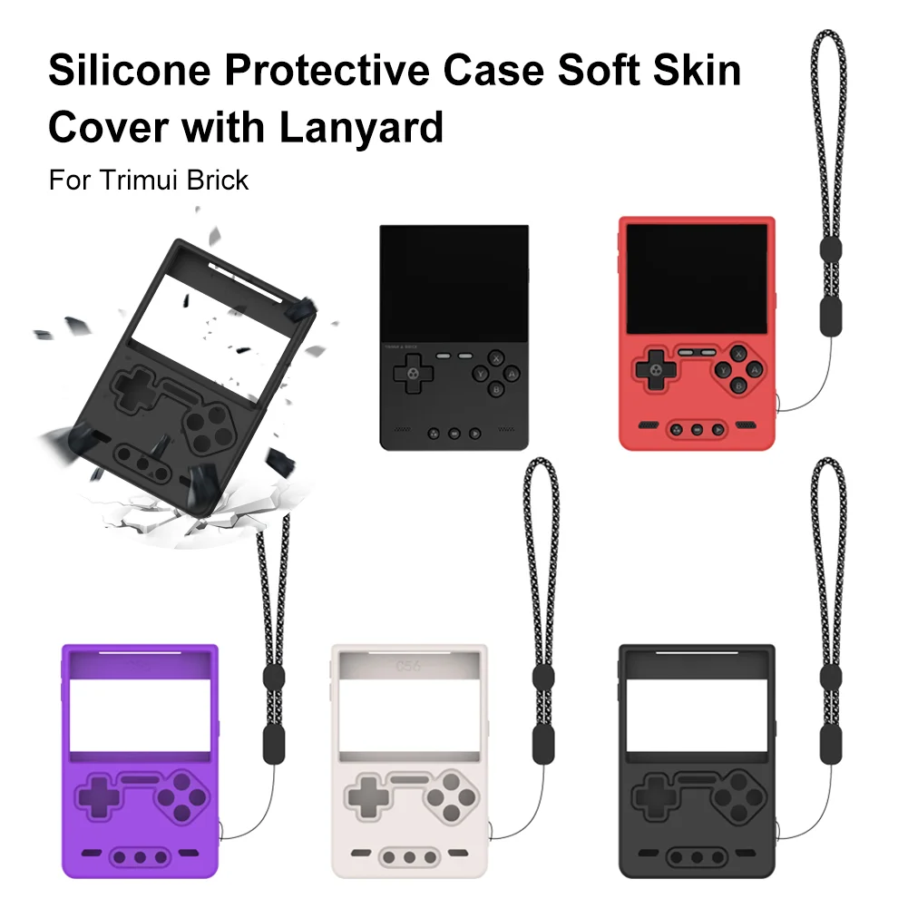 Anti-Scratch Silicone Protector Shell Sleeve for Trimui Brick Shockproof Soft Skin Cover Case with Lanyard Handheld Game Console
