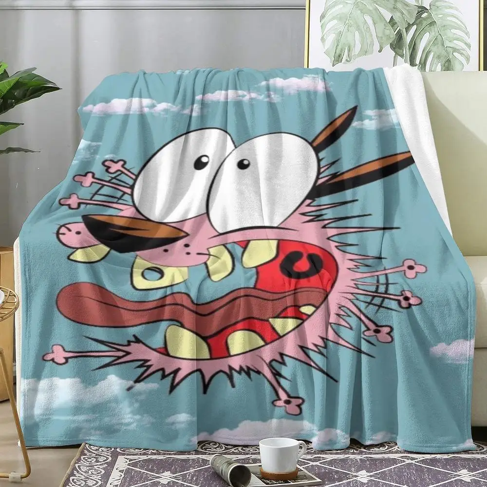 C-Courage The Cowardly Dog Throw Flannel AC Blanket Lightweight Summer Nap Throw Cozy Blanket for Sofa Bed Travel Home