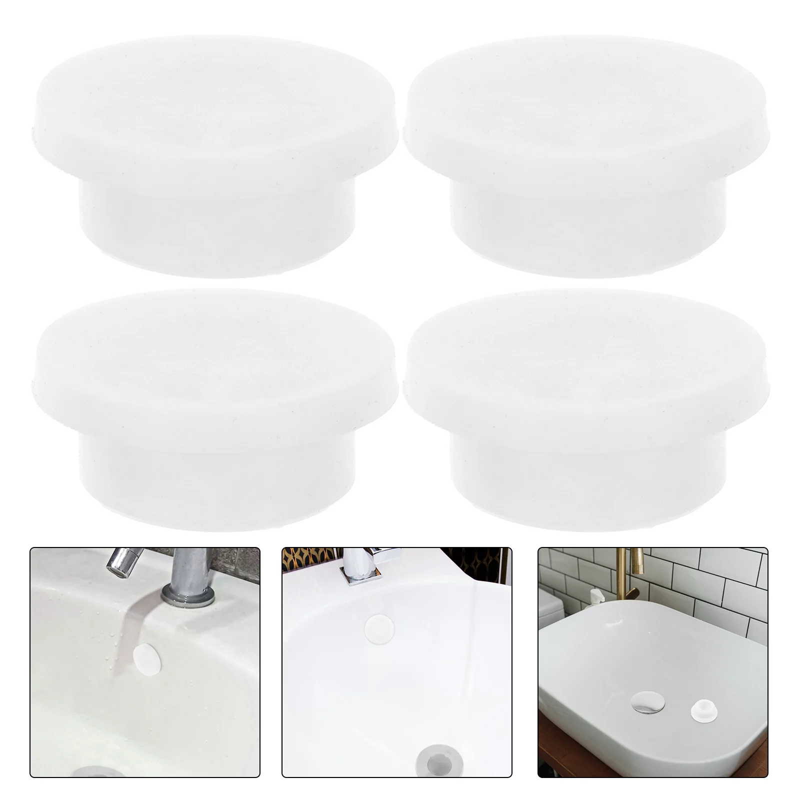 

4 pcs Sink Overflow Cover Rubber Washbasin Drain Caps Bathroom Sink Hole Plug For Bathtub Drain Cover Tub Stopper