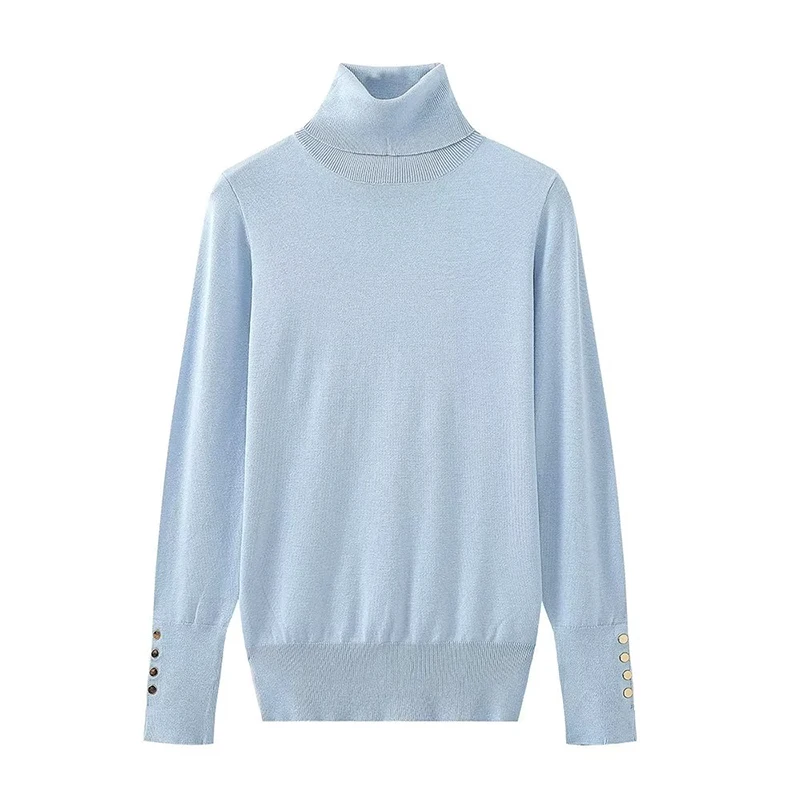 YENKYE Autumn 2023 Women Long Sleeve Basic Turtleneck Knit Sweater Casual Pullover Knitwear