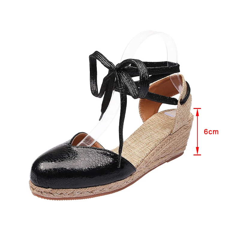 Sandali con zeppa da donna cinturino alla caviglia espadrillas da donna fascia stretta punta chiusa scarpe estive da donna sandalo con plateau da