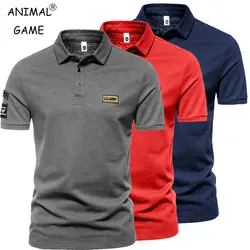 Camisa polo bordada masculina, manga curta, solta, lapela esportiva, top de secagem rápida, verão, nova