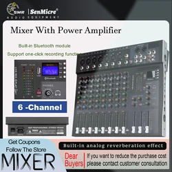 SenMicre MR-8 PRO Professional Mixing Console 8 Channel DJ Audio Sound Mixer With USB Audio Interface 3-Band EQ Recording USB