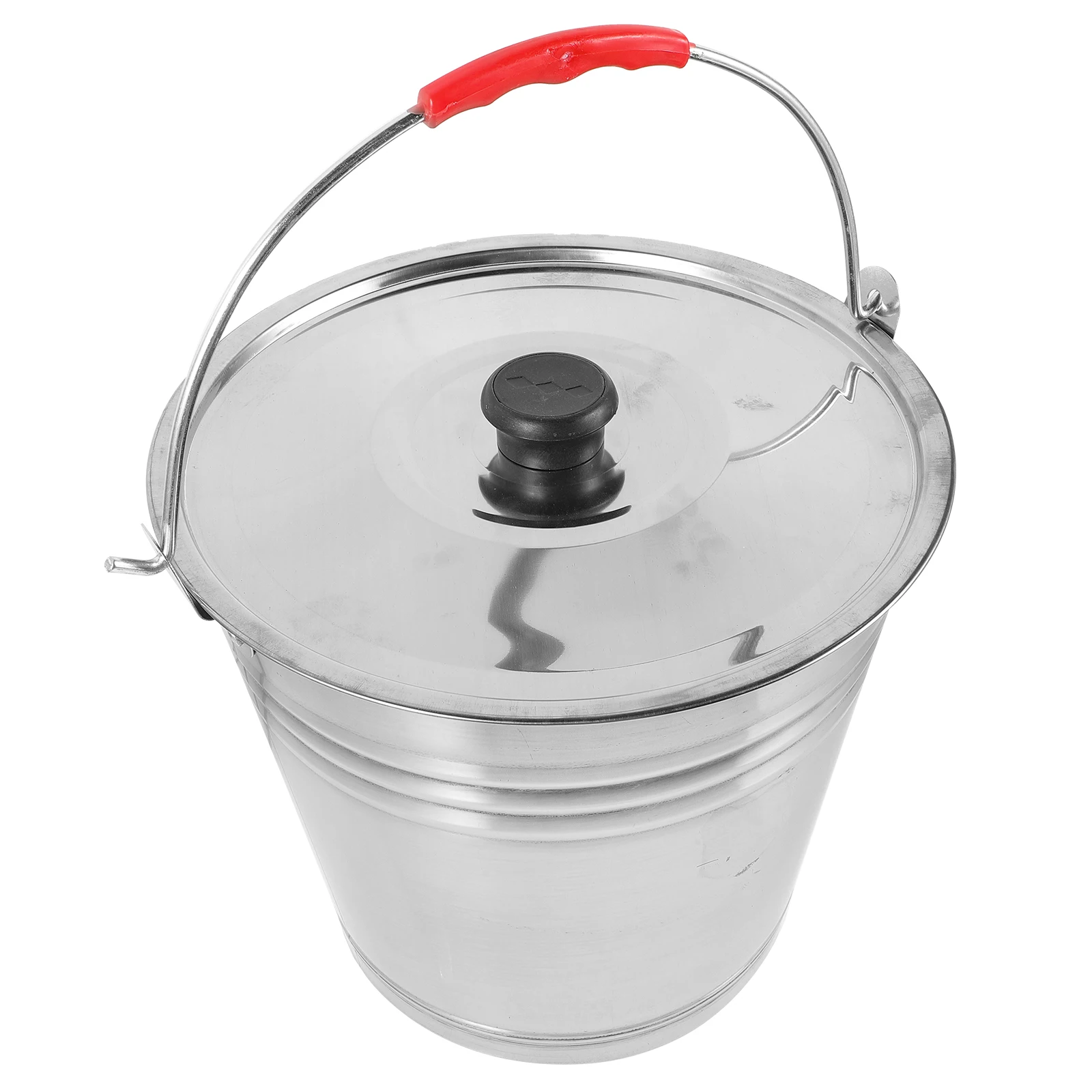 

1pc Stainless Steel Garbage Bucket Portable Trash Can With Handle Large Capacity Thickened Odor-Proof Lid Multi-Functional Water