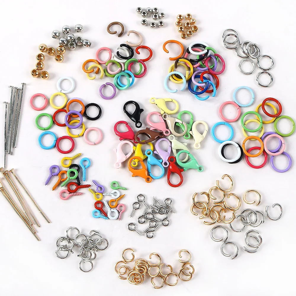 A variety of paint alloy open ring lobster buckle croissant nail T-nail bead spacer DIY connection buckle key ring accessories