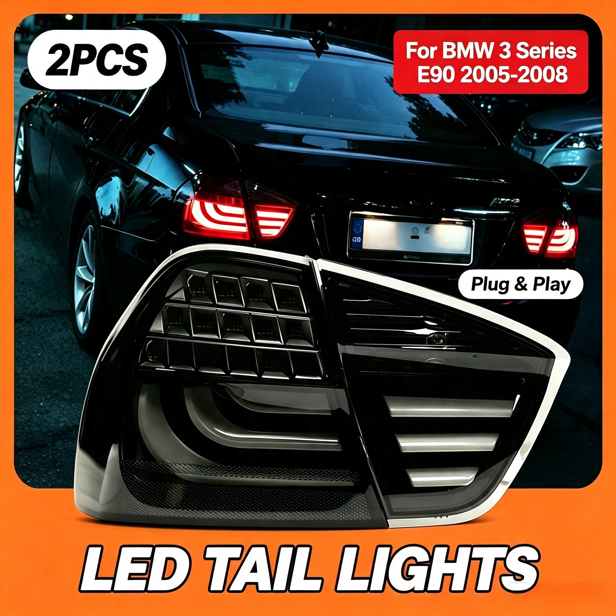 LED-Rückleuchte für BMW E90 3er-Serie 2005-2008 320i 325i Ersatzleuchte für Nebel-, Brems- und Blinklichter