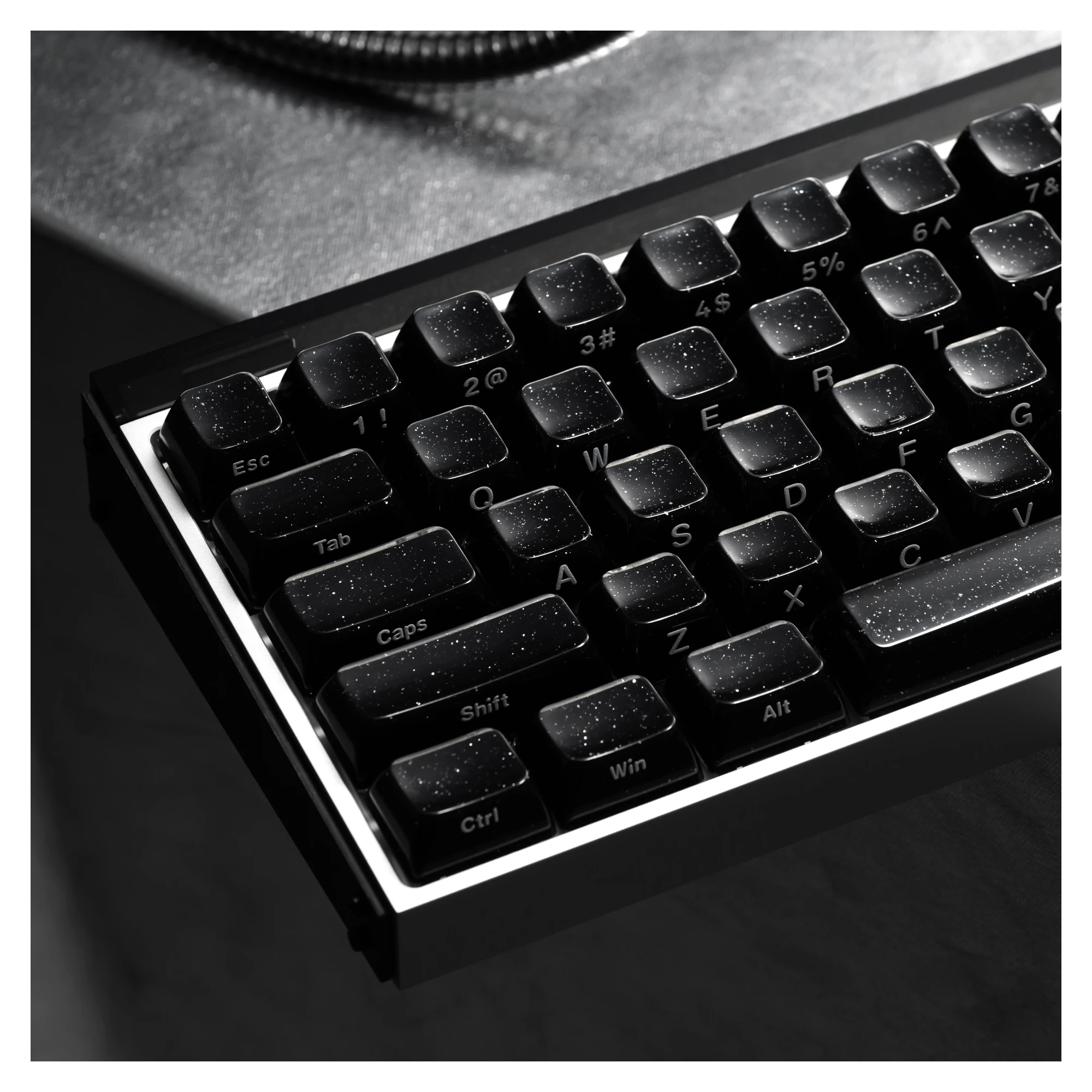 XVX Black Crystal Keycaps with Glitter Powder Shiny Keycaps MDA/OEM Profile 122/136 Keys Double Shot Glossy Key Cap Set - view 4