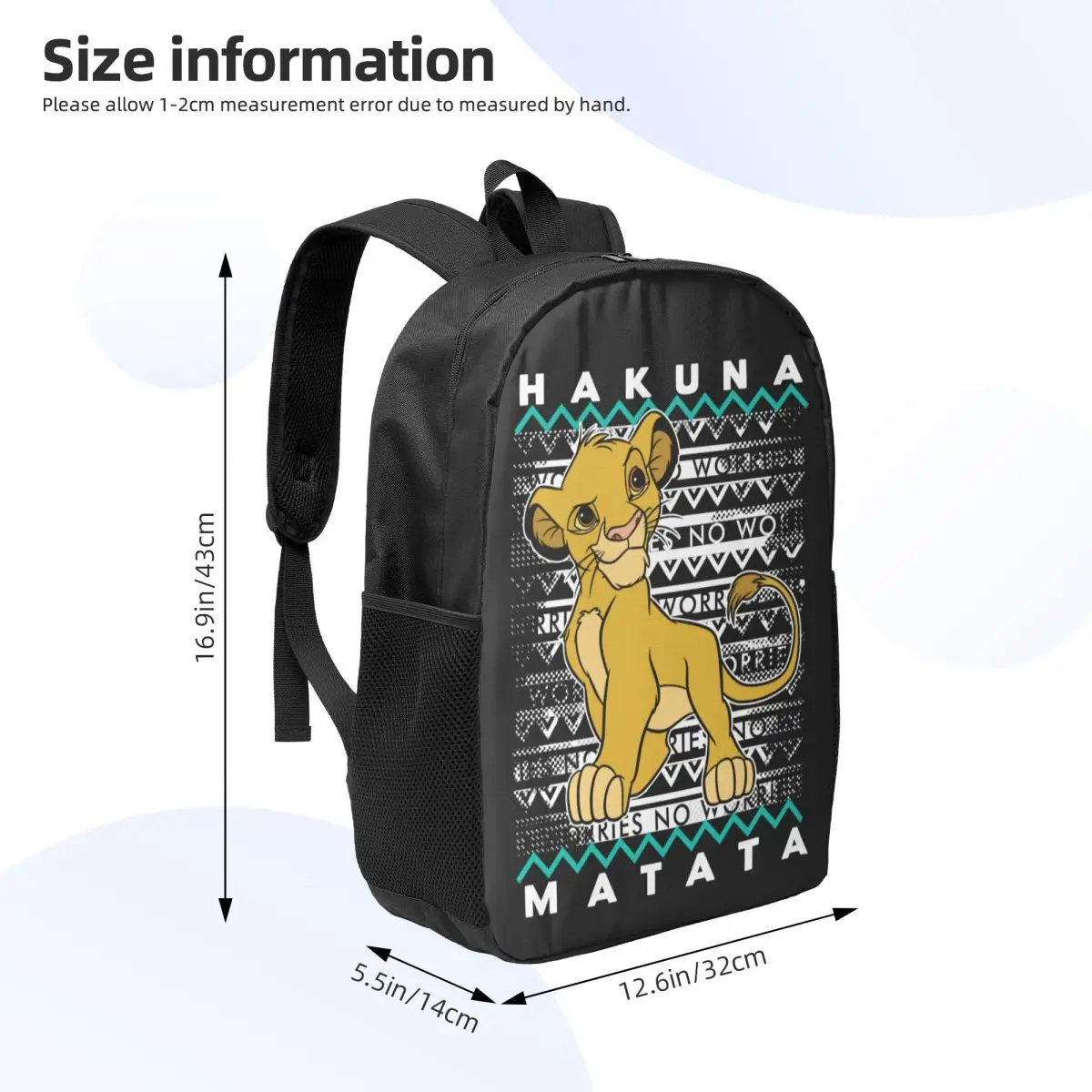 Kustom Hakuna Matata Manga ransel Laptop Pria Wanita tas buku kasual Untuk Sekolah mahasiswa The Lion King Simba tas