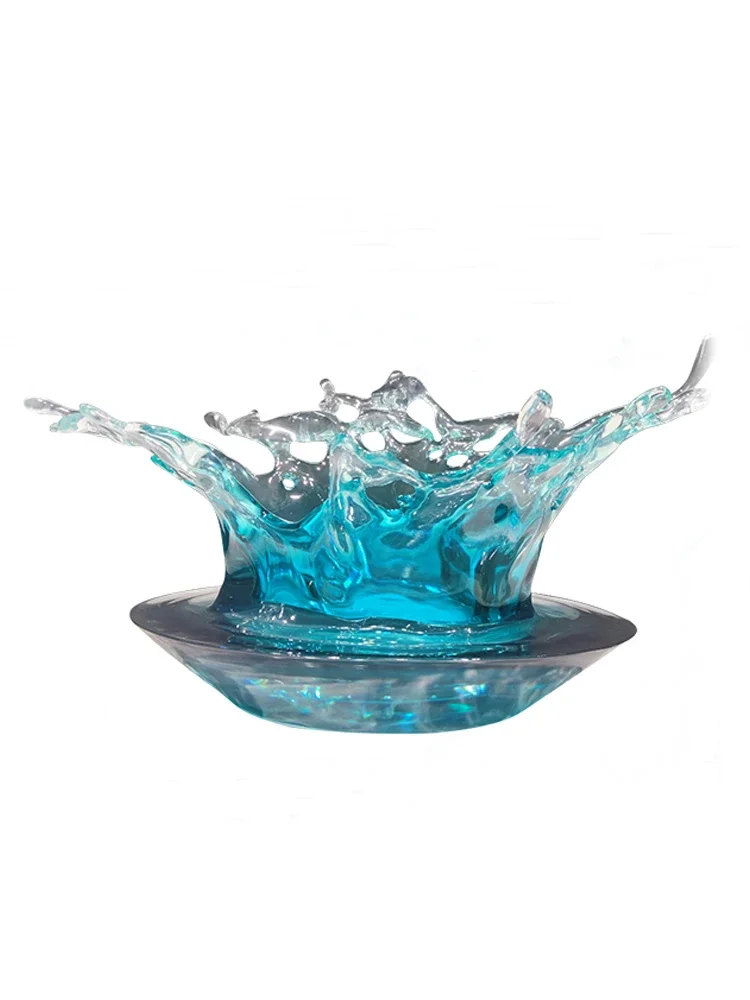 Outdoor transparent glass sculpture entrance crystal glazed resin ornament