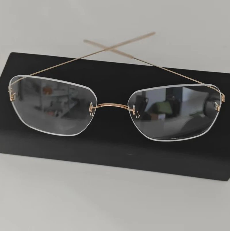 

Denmark Brand Pure Titanium Frameless Eyeglass Frame Square Round Spectacle Frame Screw-free Structure Super light Men's Women