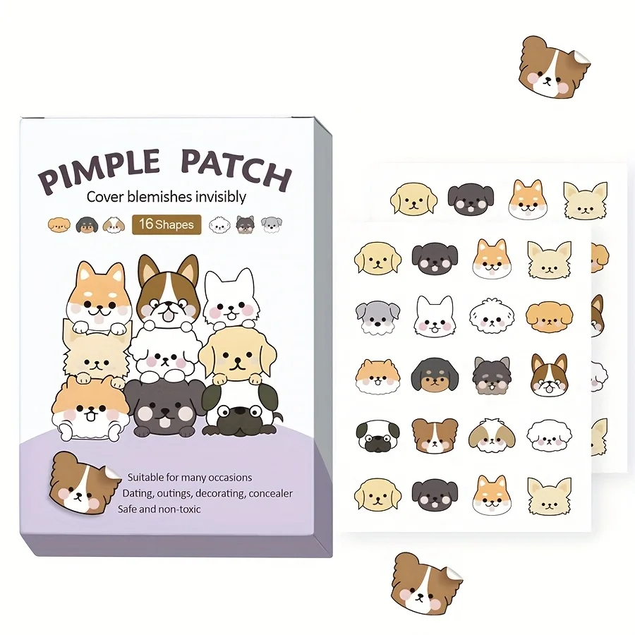 40 pegatinas para imperfecciones de dibujos animados de cachorros lindos: sin alcohol, sin fragancia, no tóxicas, resistentes al agua, adecuadas para todo tipo de piel