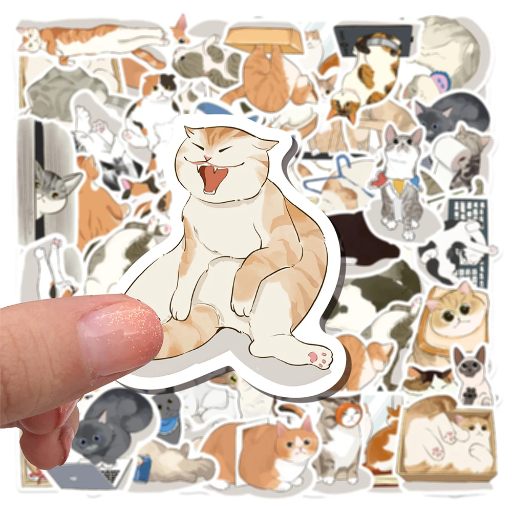 10/30/50pcs 귀여운 고양이 일상 생활 만화 스티커 귀여운 동물 그래피티 데칼 DIY 여행가방 노트북 재미있는 스티커 선물용