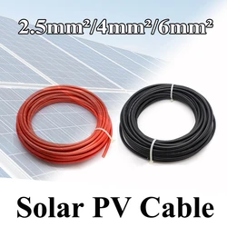 Solar Cable 10mm2/6mm2/4mm2/2.5mm2 8/10/12/14AWG Black or Red PVC Insulated Electrical Connector Wire PV Panel Connect 30meters