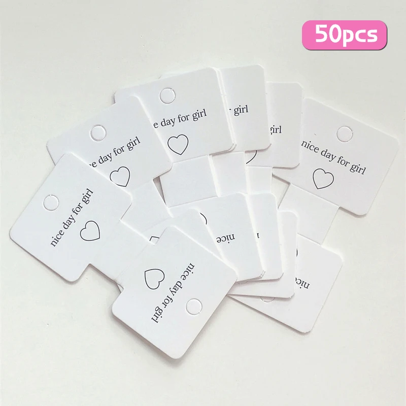 50Pcs Hair Accessories Display Cards Cardboard DIY Jewelry Holder Selling Organizer Hairband Hanging Labels Packaging Material