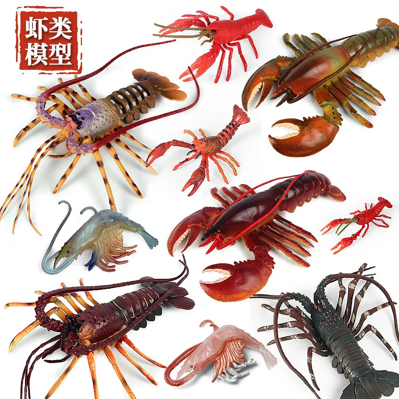 Ocean Life Underwater World Model Australian Lobster Mantis Shrimp Crab Clown Fish Kids Plastic Animals Toys Aquarium Decor Set