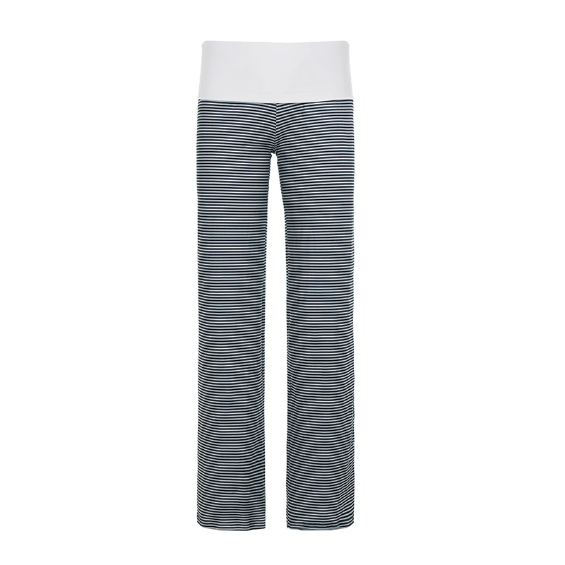 SUCHCUTE Sommer-Strickhose mit kontrastierenden Streifen für Damen, lässige, gerade geschnittene, elastische lange Hose, Y2K Bell Bottoms, Sport-Jogginghose – Detail 5