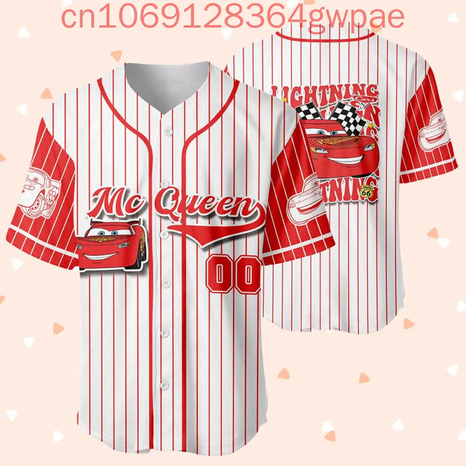 Disney relâmpago mc rainha carros 3d camisa de beisebol das mulheres dos homens uniforme de beisebol verão casual manga curta camisa dos desenhos animados