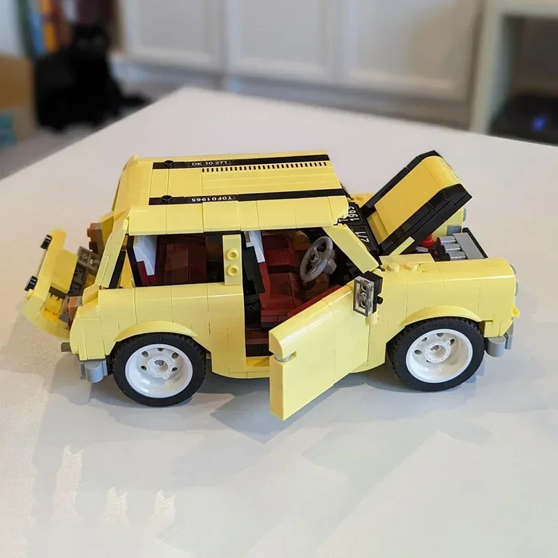 Moc Building Blocks Vintage Classic Mini Cooper Car Model Technical Bricks DIY Assembly Famous Vehicle Toys For Kids Child