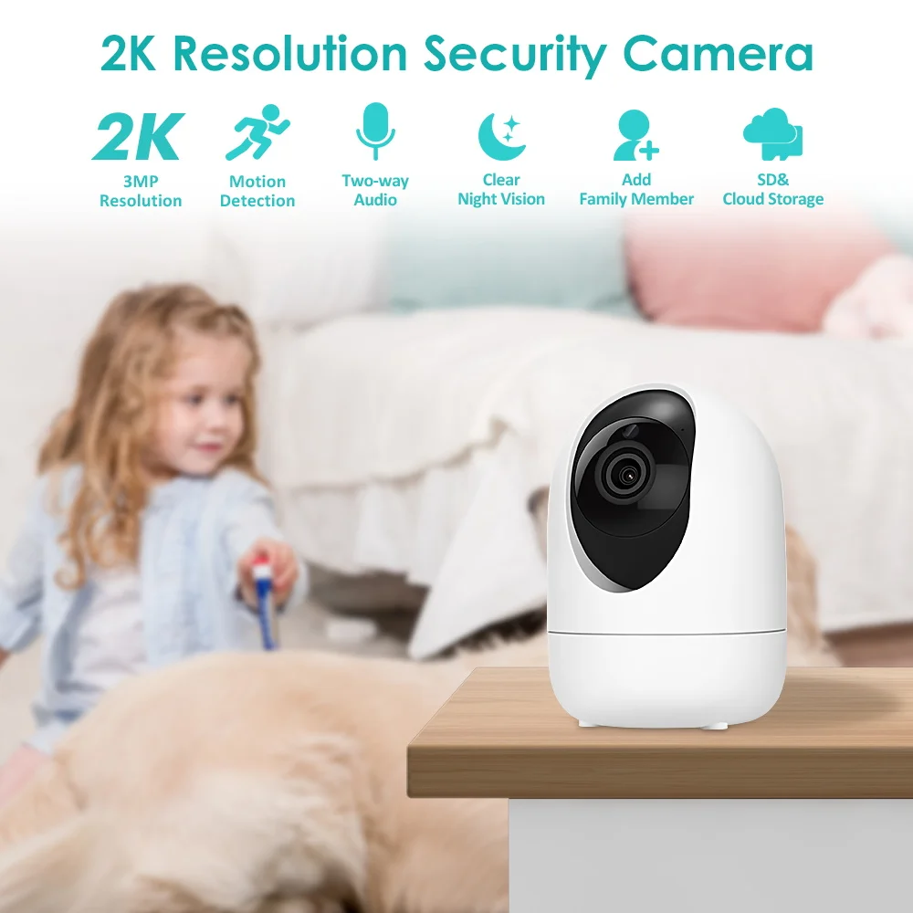 3MP 1296P ICsee APP Wireless PTZ IP Dome Camera AI Humanoid Detection Home Security CCTV Baby Monitor