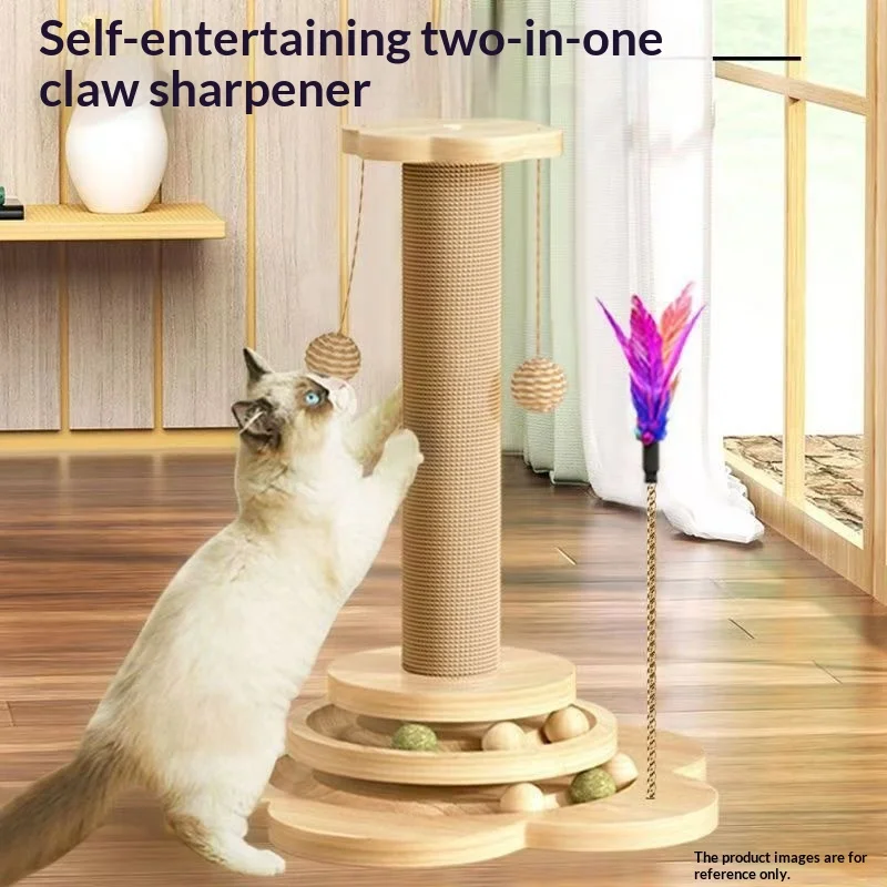 Árbol rascador vertical para gatos de interior con sisal y juguete - imagen 4