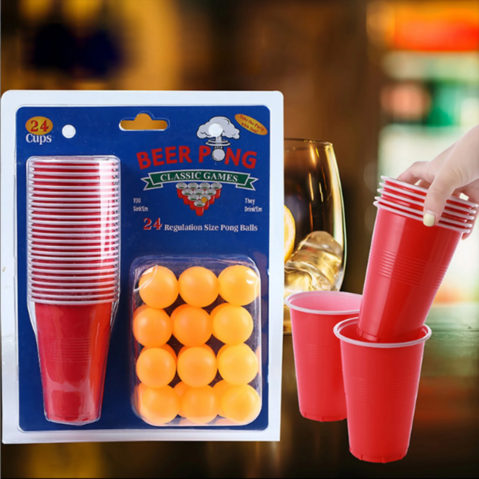 

Cup Game Set 24pcs Plastic Party Cups with 24pcs Balls for Christmas New Year Gratuation Party Games Supplies