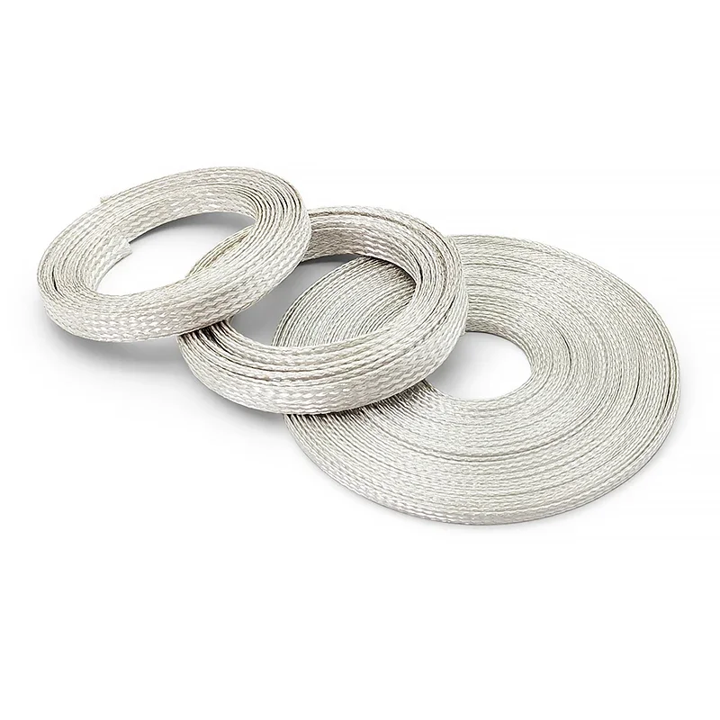 2~25mm Silver Copper Plated Braided Sleeving Telescopic Net Anti Electromagnetic Wave Interference Cable Shield Cover