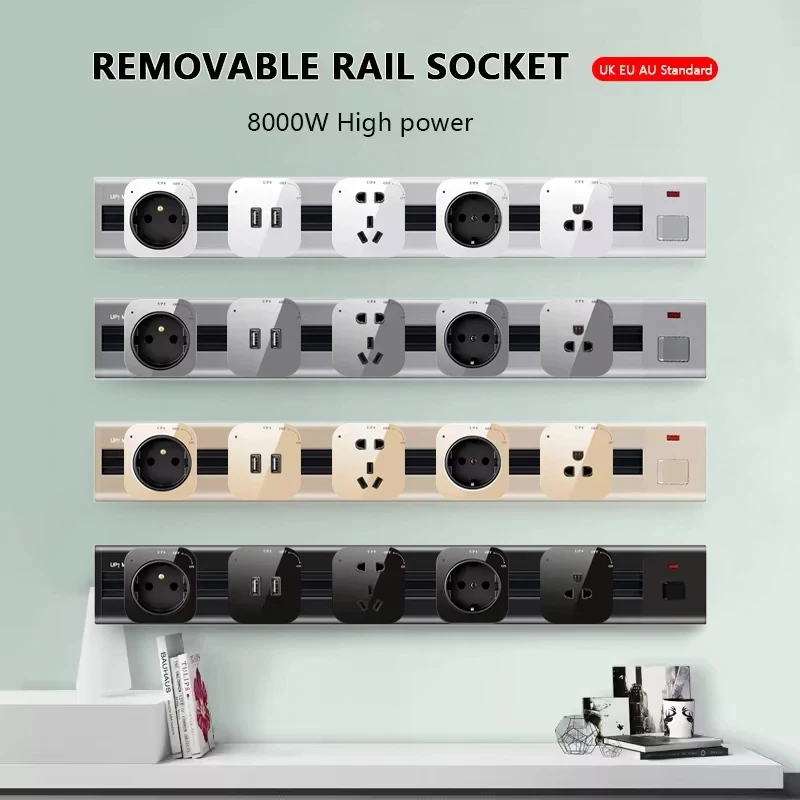 

Embedded Track Socket,Movable Slide Rail,Concealed Power Rail Type Plug-In Desktop Socket With USB UK EU US Standard Socket