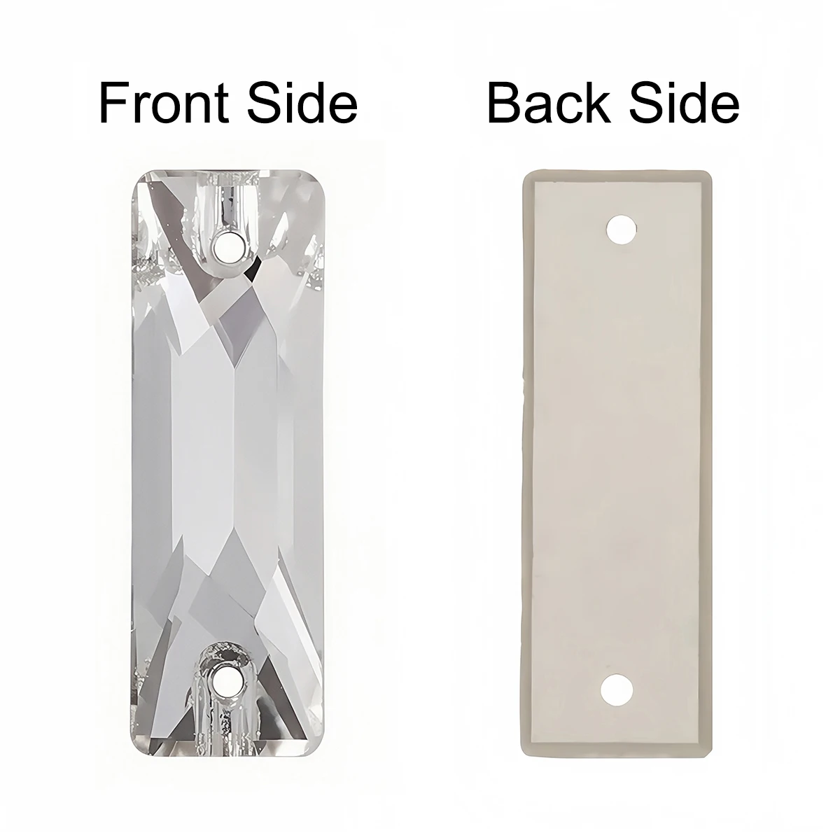 Rechteckiger, kristallklarer Glas-Strass mit 2 Löchern, spiegelnde, flache Rückseite zum Aufnähen, Bastelmaterial für Hochzeitskleidung, Taschen und Kleidungsornamente – Detail 6