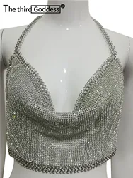 2026 Sexy Metal Crystal Diamond Crop Top Beach Fitness Women Summer Halter Tops Sequin Tank Top Bralette Cropped Feminino Camis