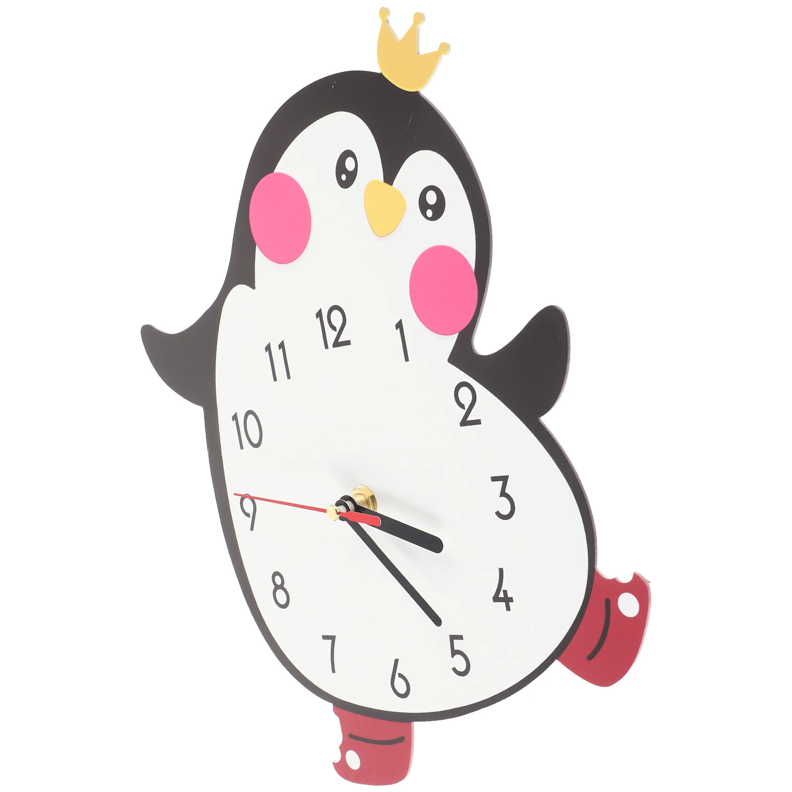 

Cartoon Wall Clock Frameless Indoor Hanging Bedroom Home Kids Decorative Penguin Shaped Clock for Nursery Playroom Children Room