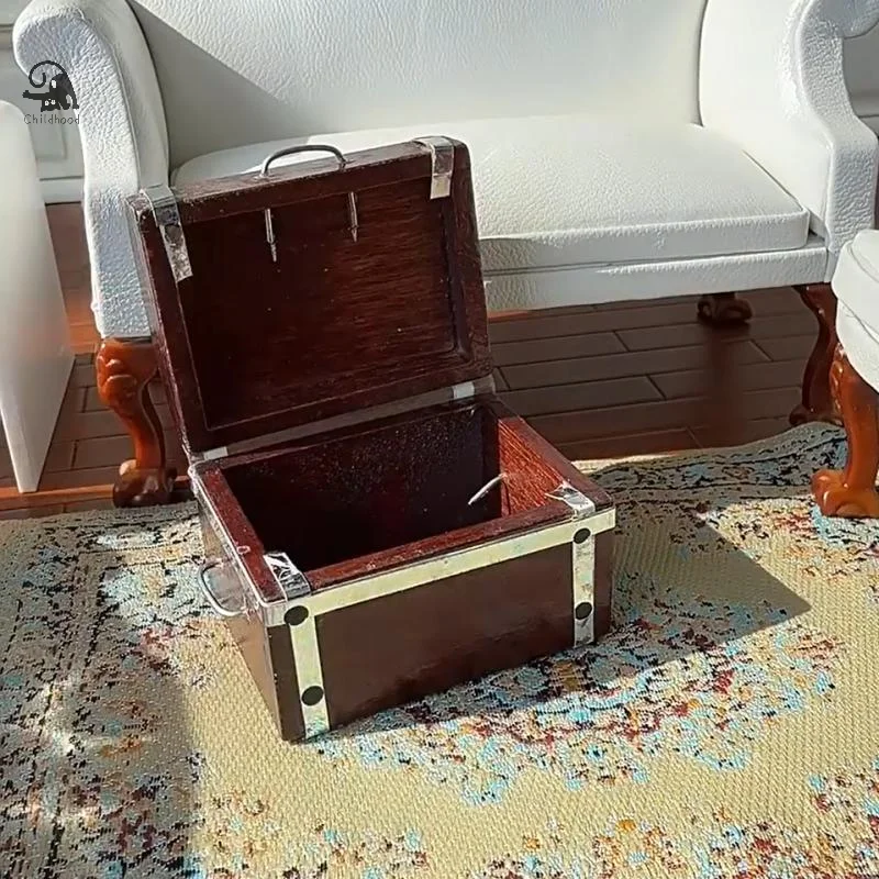 レトロ 1:12 ドールハウスおもちゃシミュレーション開閉可能な宝箱収納ボックスミニチュア家具モデルままごとのおもちゃの装飾子供ギフト