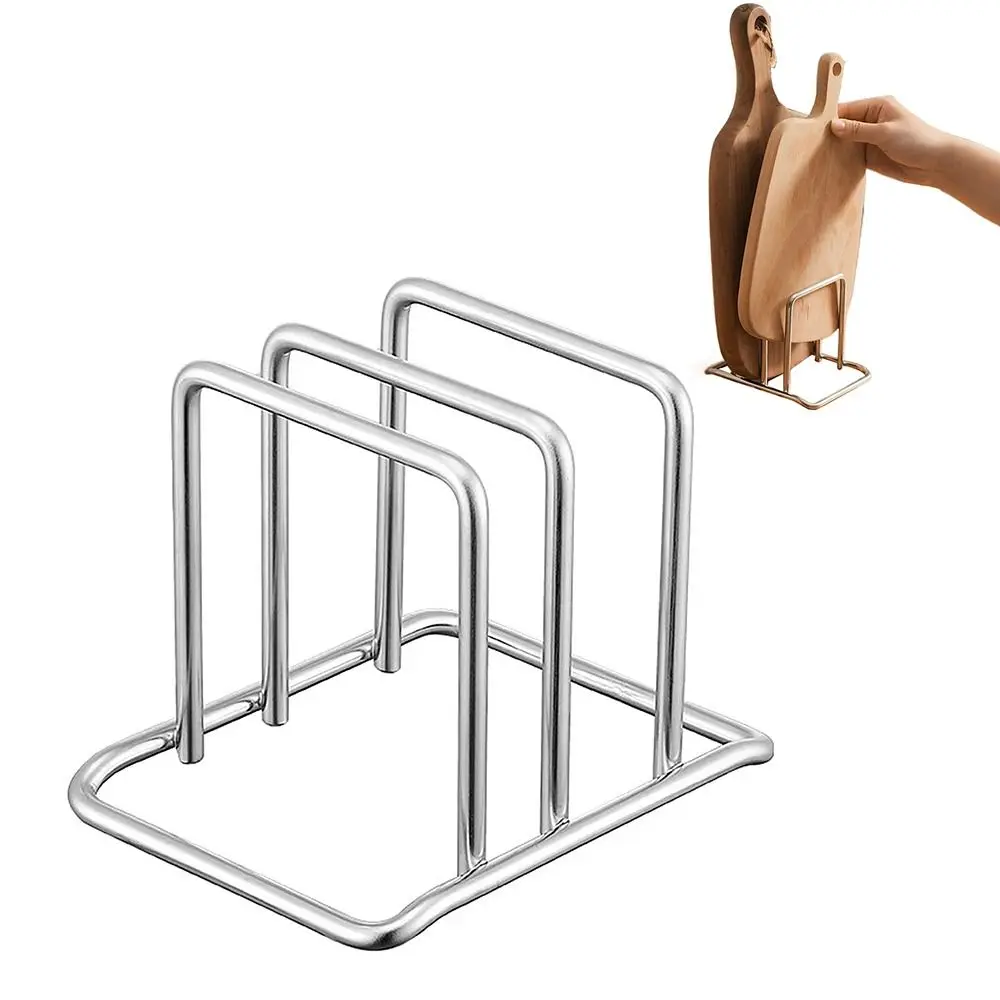 Durable Stainless Steel Cutting Board Holder 2 Sectional Rustproof Chopping Board Organizer Space Saving Kitchen Storage Rack